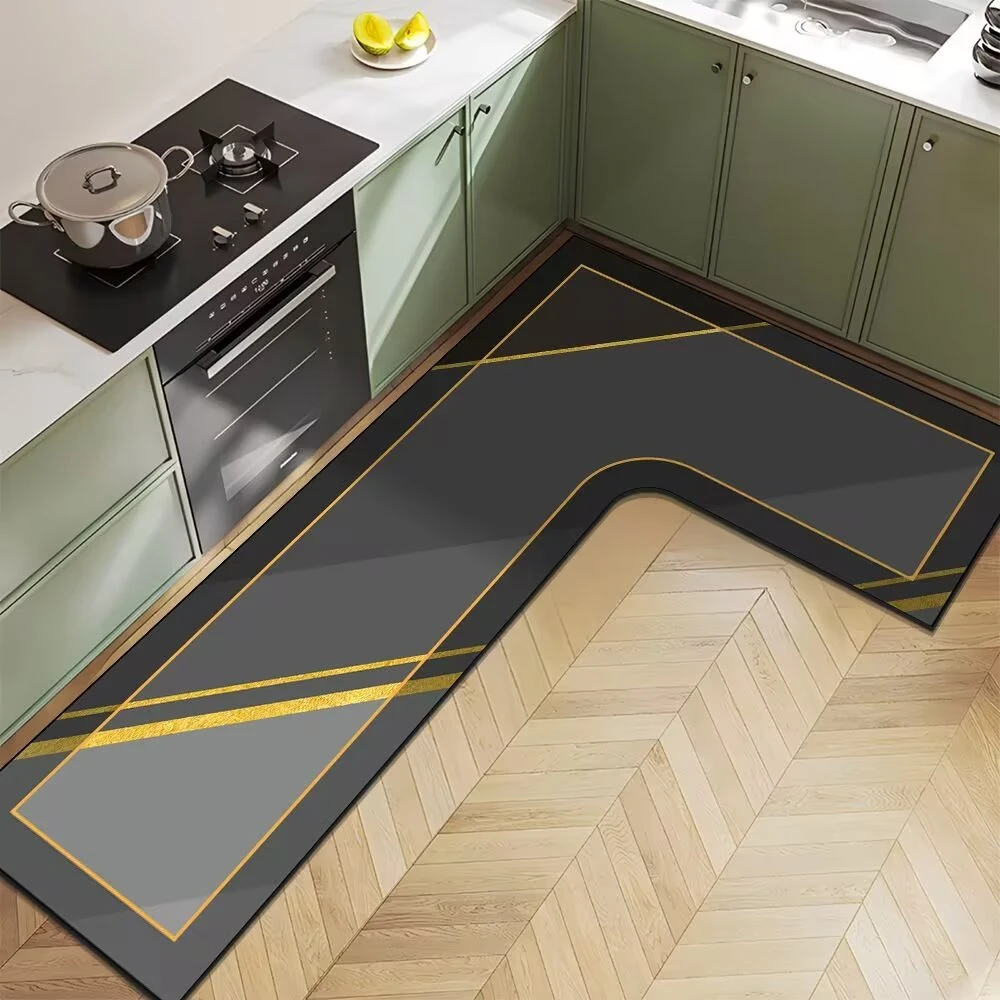 现代简约L型拐角厨房硅藻泥专用垫吸水吸油可擦耐脏防滑速干地垫