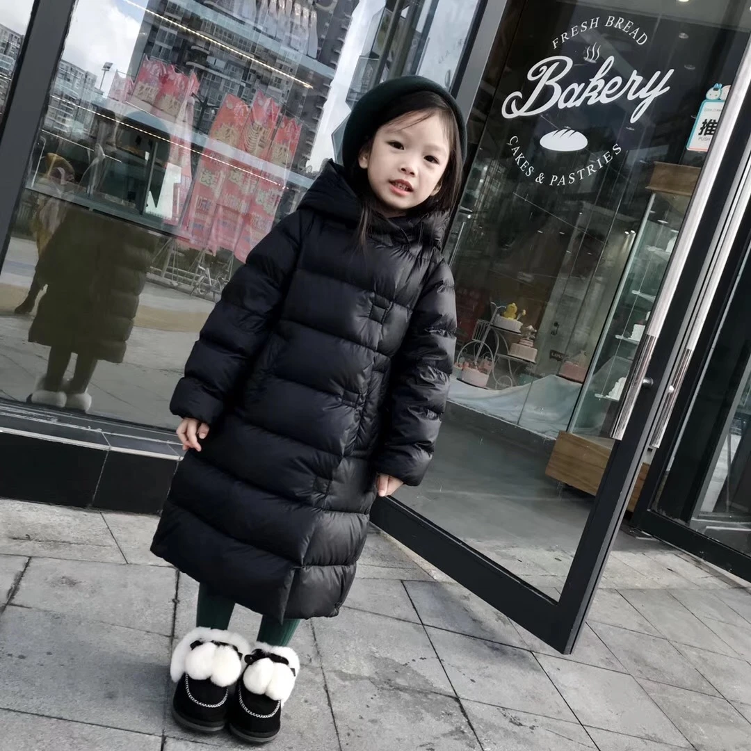2024冬季新款男女中大童长款加厚连帽90白鸭儿童羽绒服潮