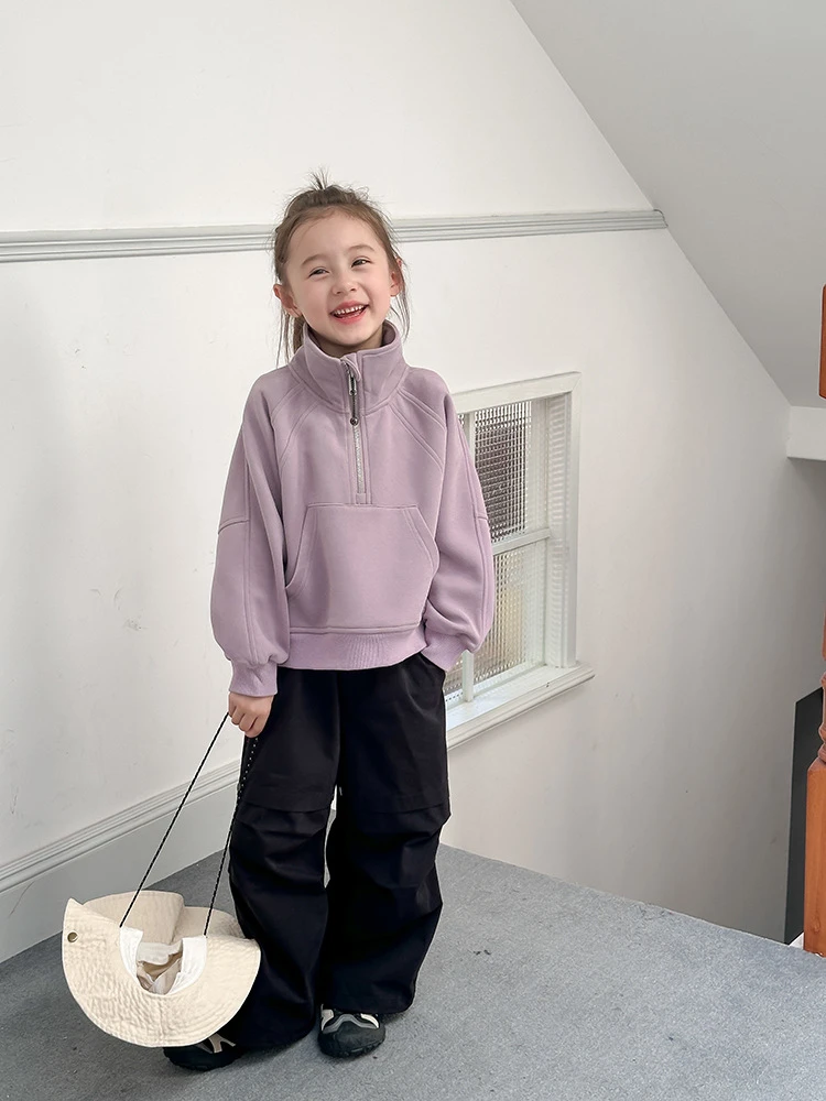 【现货已开价】儿童休闲韩版半拉链立领卫衣洋气套头衫外套24X083