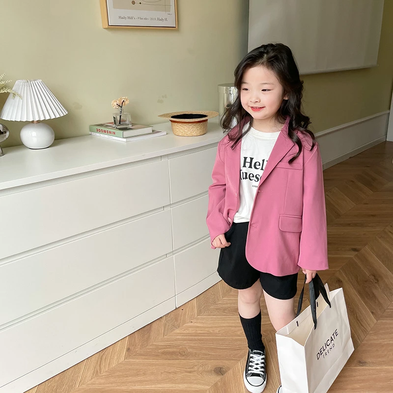女童时髦西服春季款儿童气质百搭小西装外套 C023