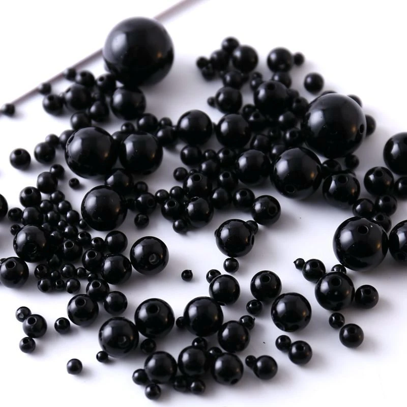 3-20mmdiy饰品配件手工串珠不掉皮黑色糖果珠 散珠子手链包材料