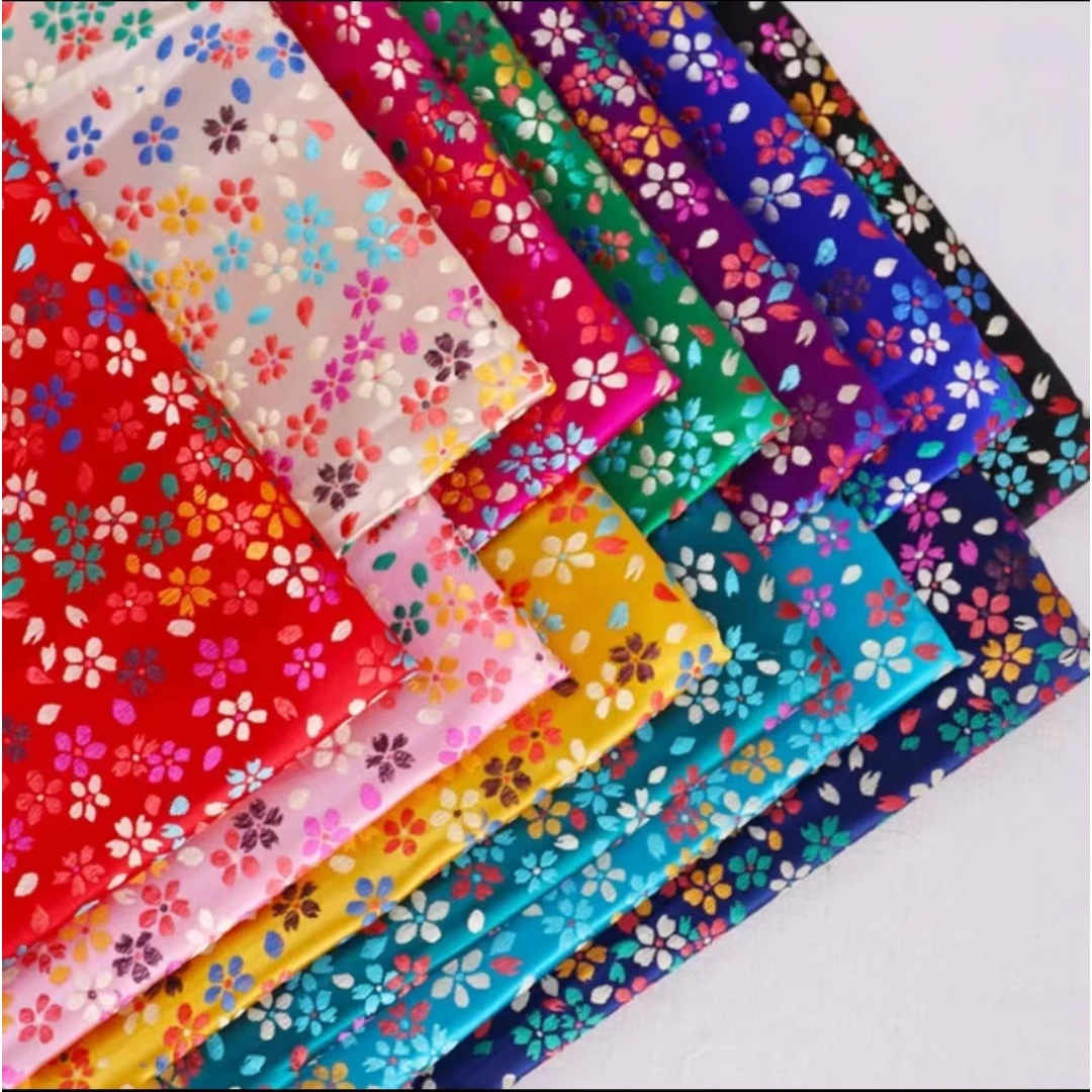 星星花高档织锦缎布料 提花丝绸缎古装汉服娃衣旗袍民族服装面料