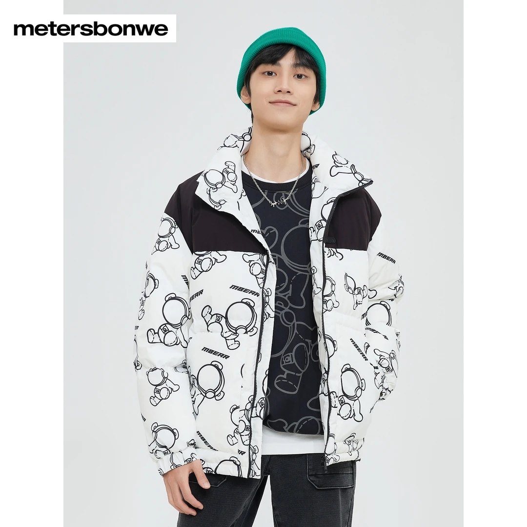 美特斯邦威羽绒服百搭冬季新款潮流撞色夹克印花外穿上衣738276