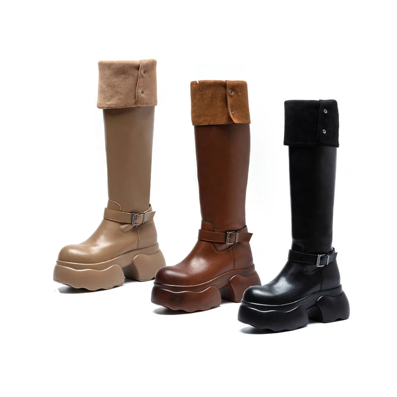 增高10cm马丁靴女鞋2024年时尚舒适新款小个子厚底长靴XG0810-1