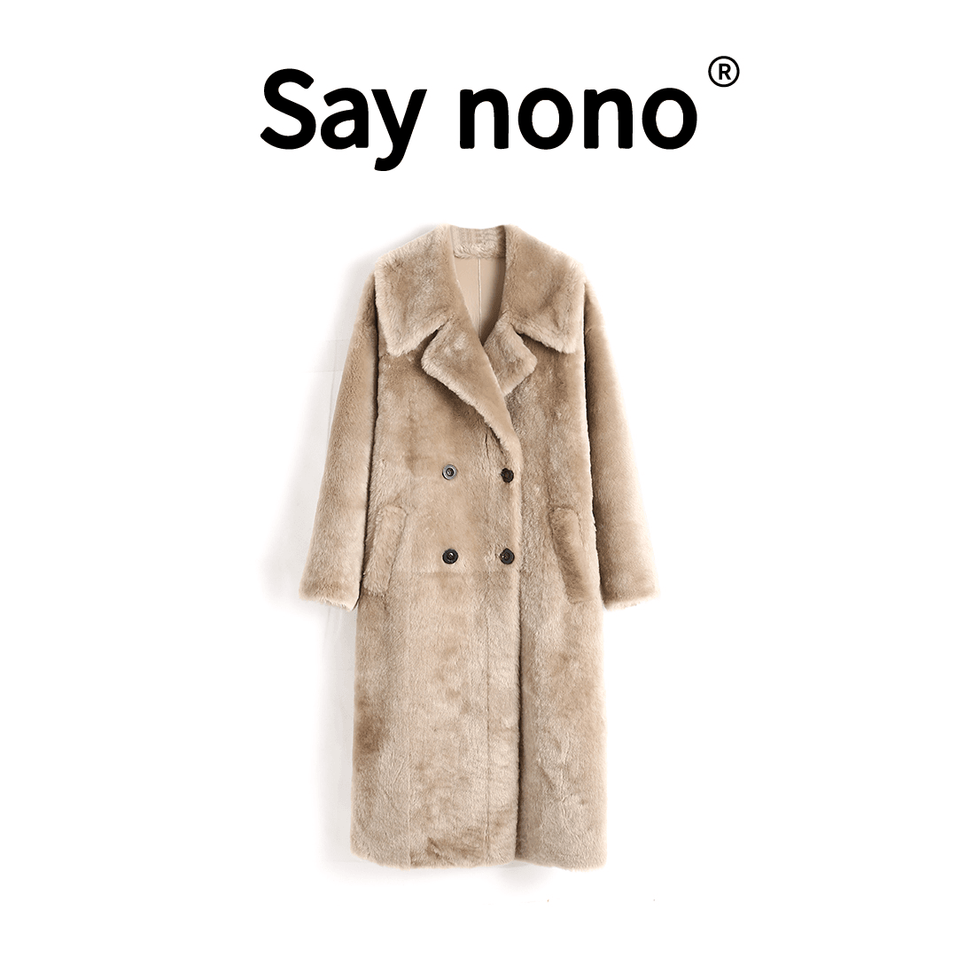 say nono 【盈公主专属】Saynono~美拉德羊皮皮毛一体长款皮草女外套HY3001