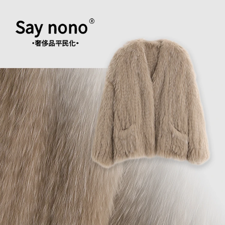 【懒猫nono】Say nono★轻奢手工狐狸毛编织女装皮草外套 MDK-3521