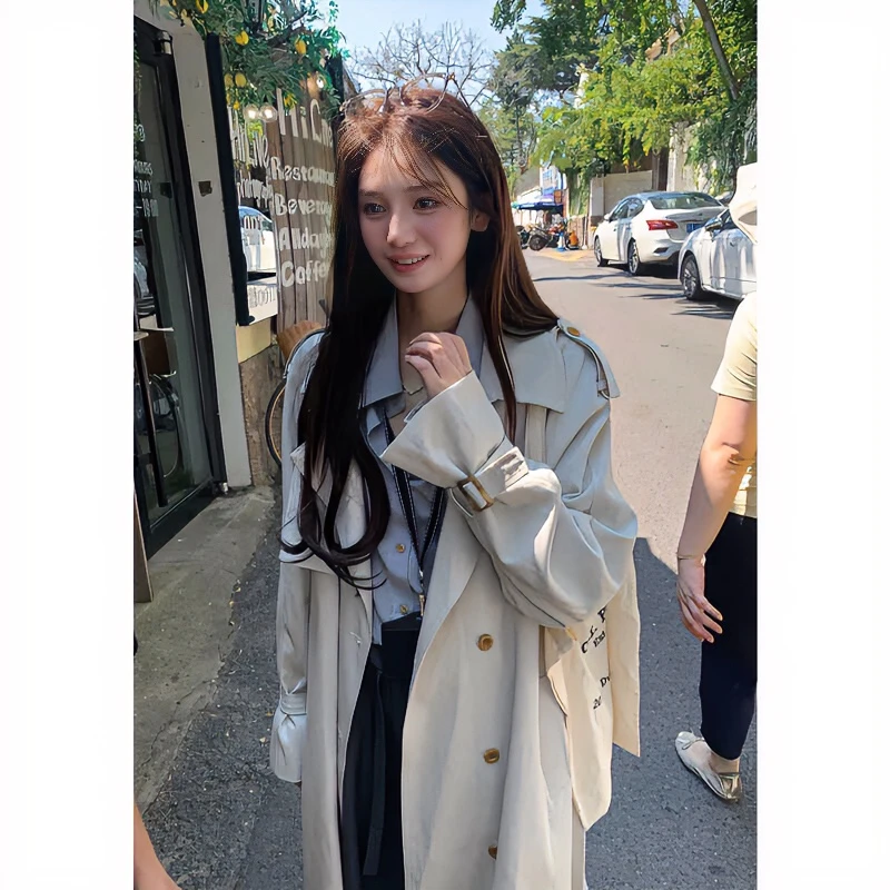 Peaceonesoul自制2025春季新款高级感气质长款风衣女韩系大衣外套
