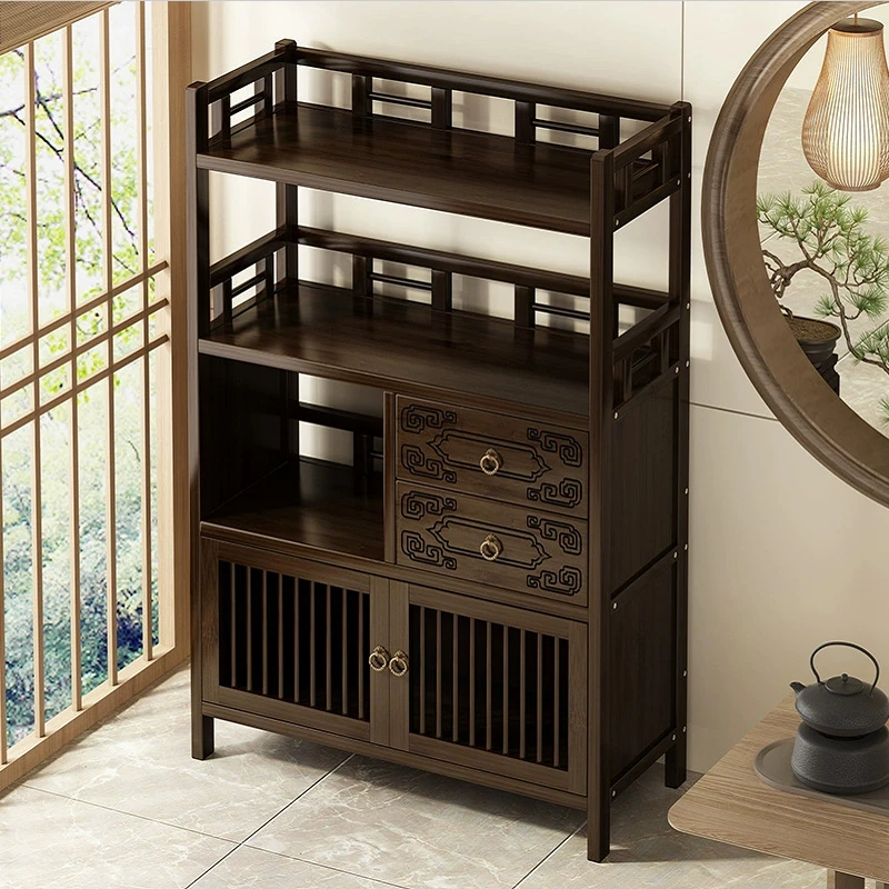 博古架小型新中式非实木多功能置物架子茶室茶具收纳架茶叶展示架