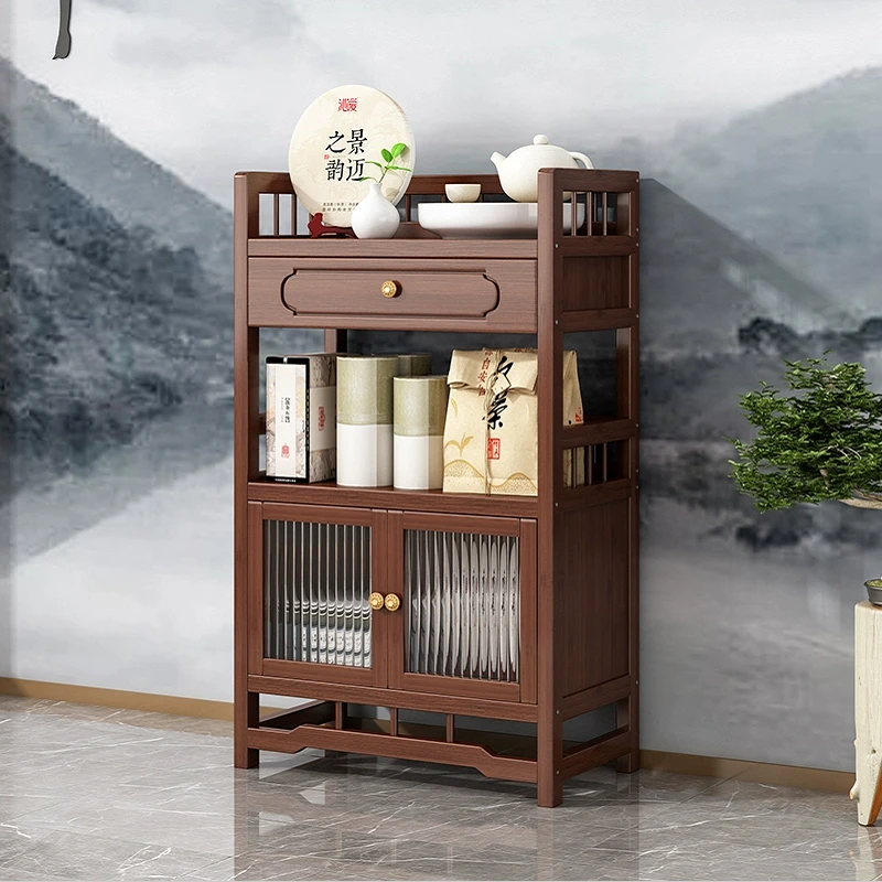 博古架小型简易中式茶水柜办公室置物架茶叶展示架茶具收纳储物柜