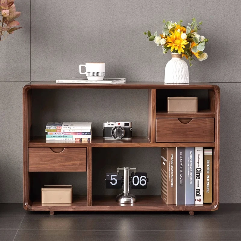 北欧实木胡桃木沙发边几柜樱桃木餐边柜简约现代轻奢可移动小茶几