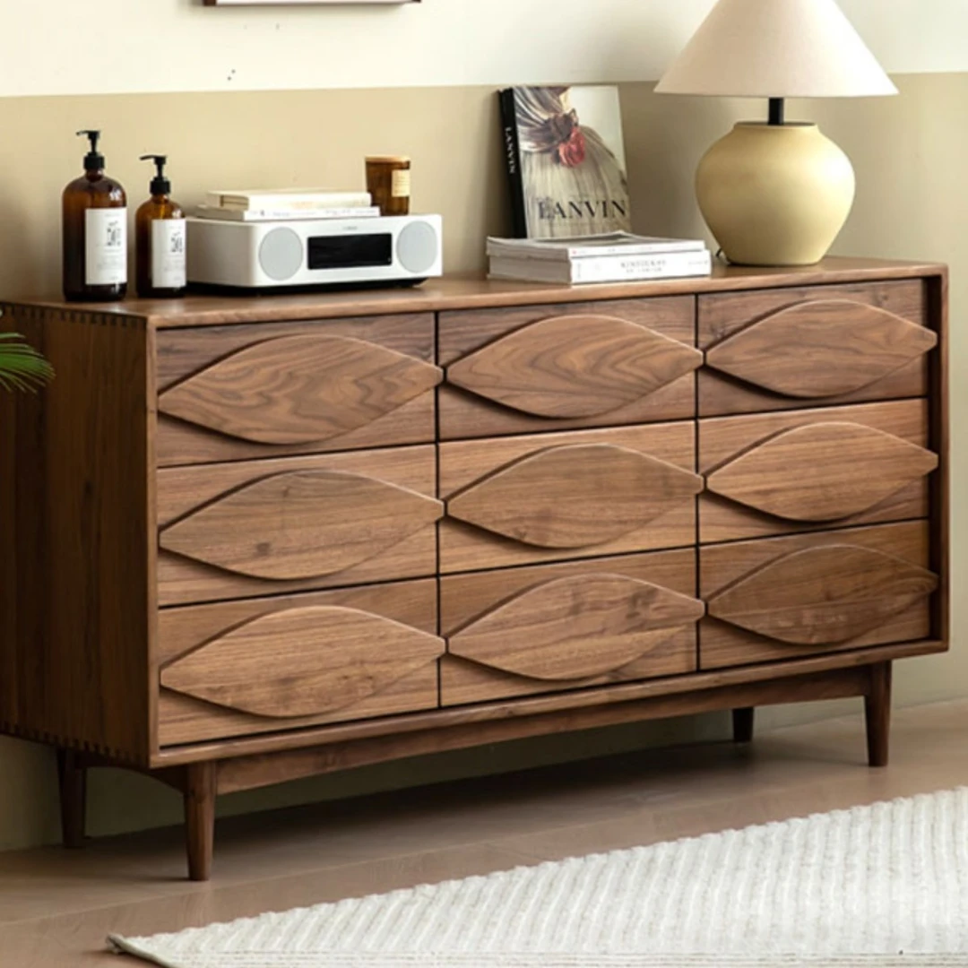 北美黑胡桃木九斗柜现代简约北欧实木卧室收纳储物柜樱桃木多抽柜