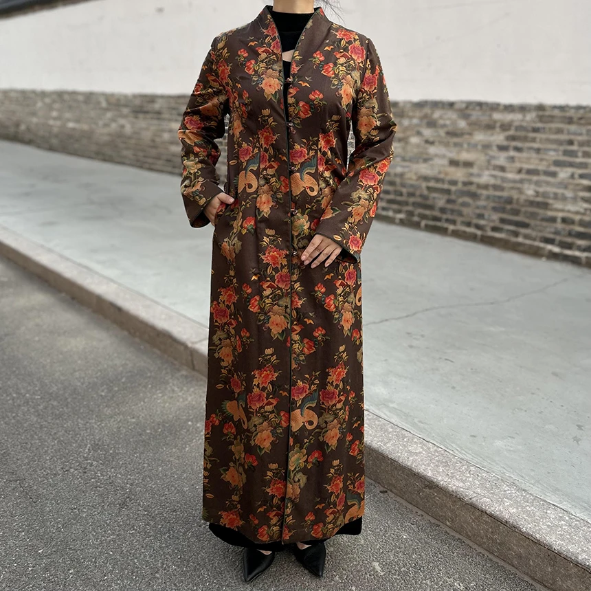 【满庭芳·坊璐】国风香云纱长款花鸟风衣