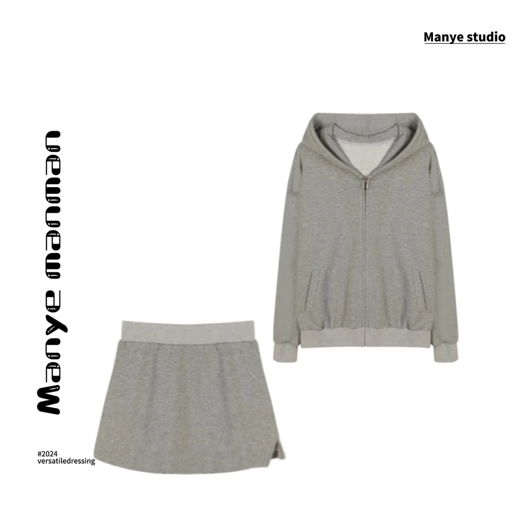 曼曼推荐●百搭秋季时尚休闲女士连帽灰色上衣预Q4TZ5028A
