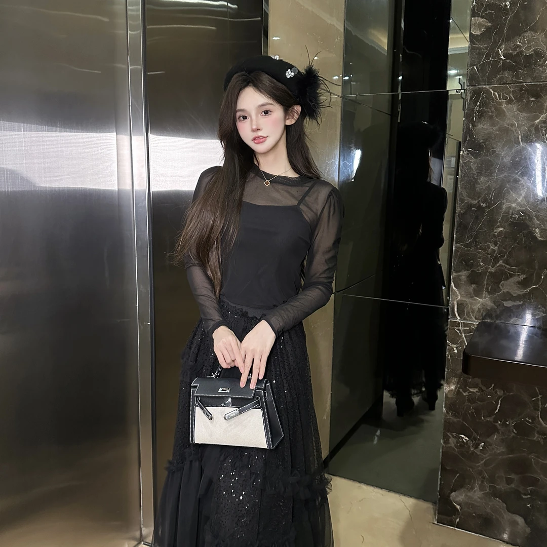 亚町家原创打底仙女系四季上衣女2726-1长袖时尚百搭女士圆领