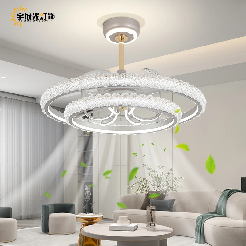 北欧客厅风扇灯现代简约时尚高端智能静音护眼餐厅大厅吊扇灯隐形