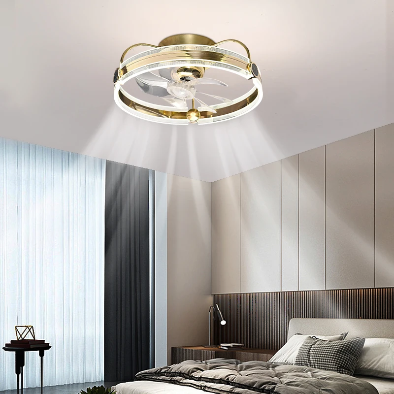 卧室风扇灯360度摇头北欧创意简约现代餐厅LED省电房间卧室吸顶灯