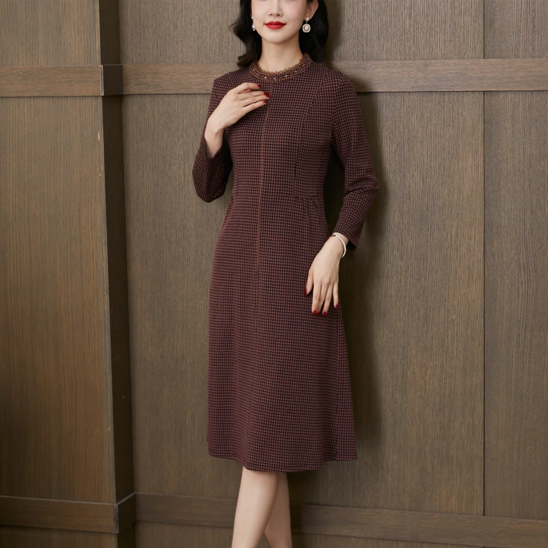 【香妮芬】83016气质优雅连衣裙女高贵优雅阔太太秋季新款裙子