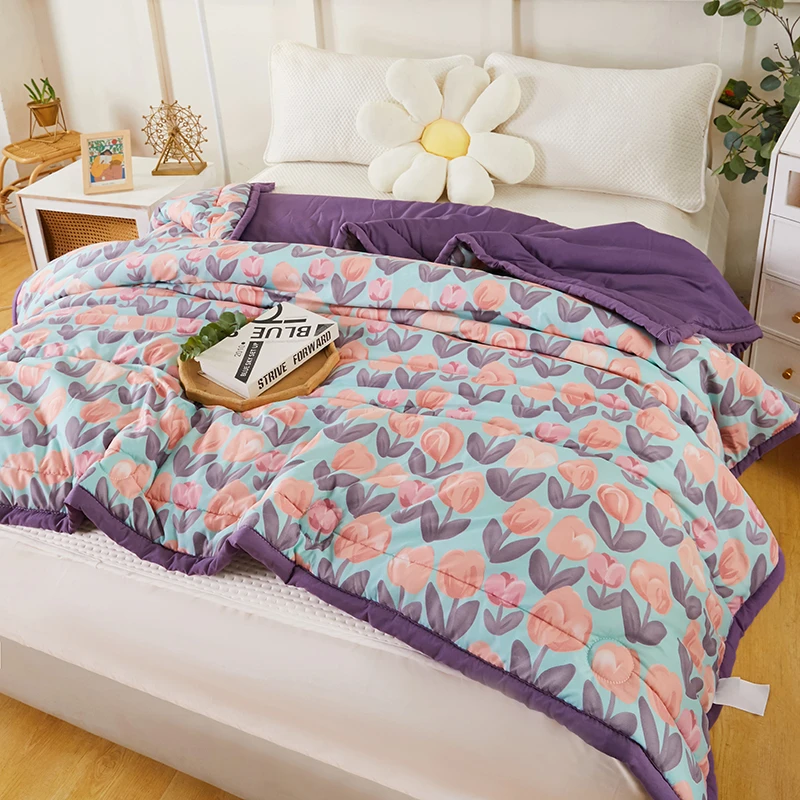 新款轻奢母婴亲肤秋冬被双人奢华款机洗印花加厚单人