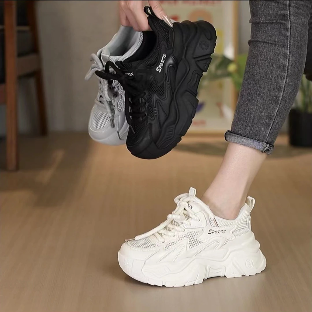 M单网增高5cm 厚底老爹鞋女夏季新款网红百搭增高透气镂空ins