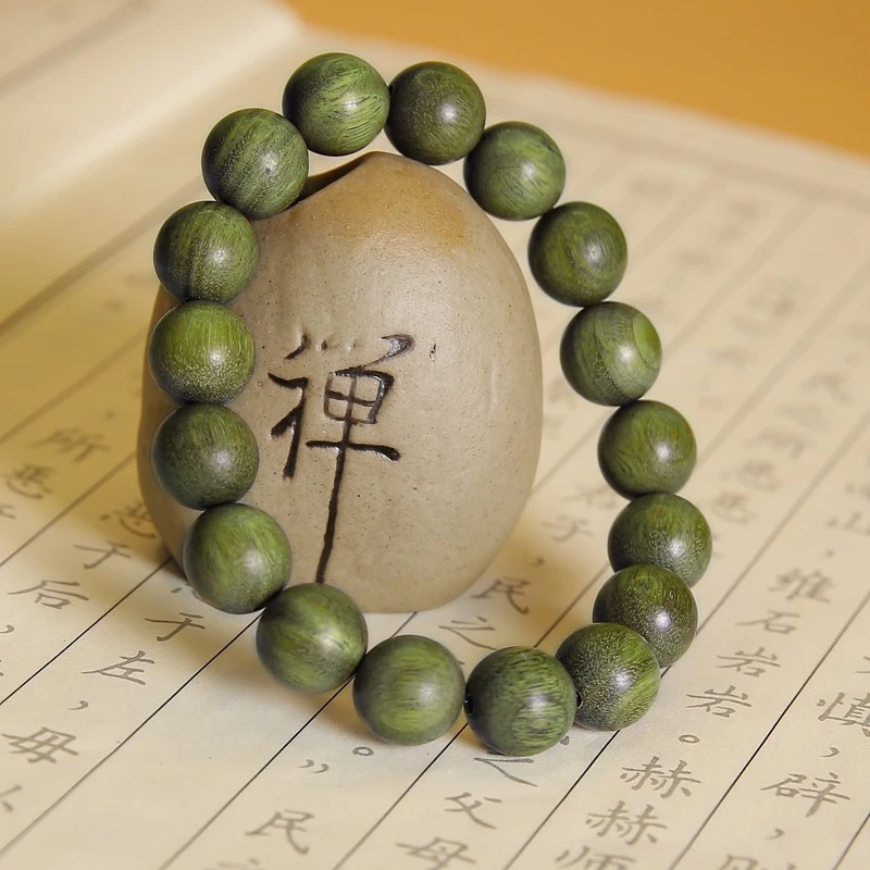 绿檀级手串木质男款阿根廷檀香盘玩手串女民族风单圈念珠工艺