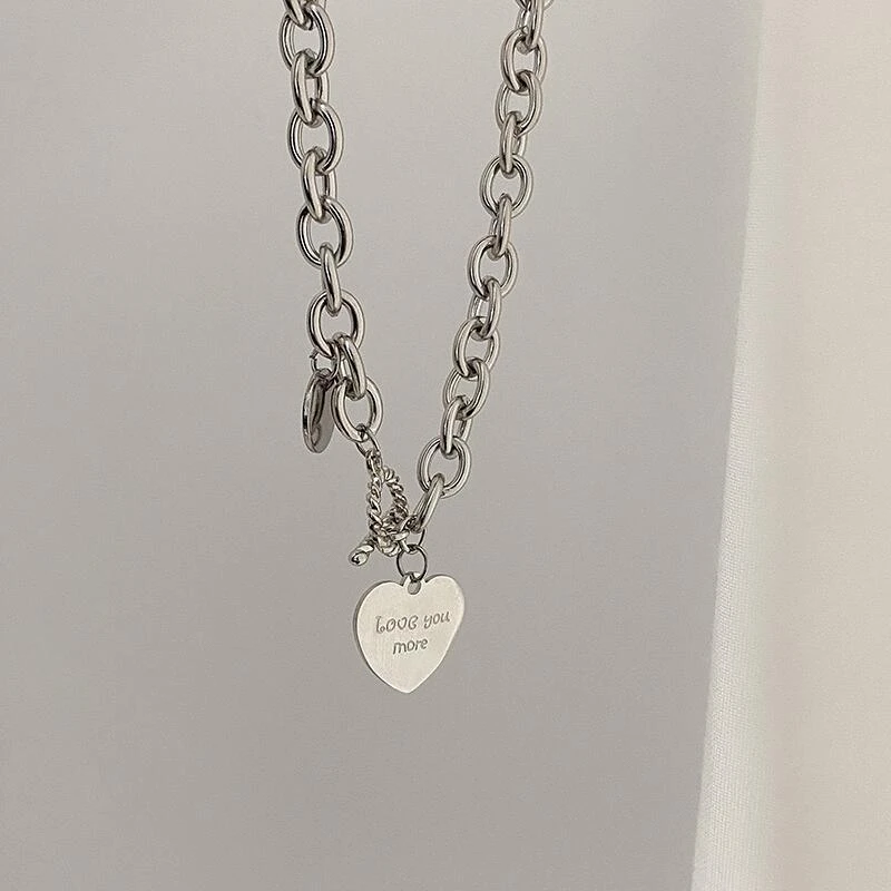 合金项链 朋克女潮网红ins嘻哈字母爱心锁骨链条hiphop冷淡风颈链