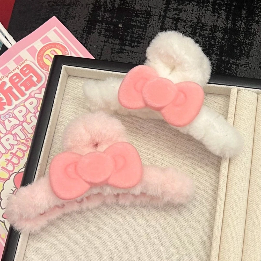 可爱粉色蝴蝶结抓夹少女心发抓后脑勺奶呼呼秋冬头饰日韩百搭发夹