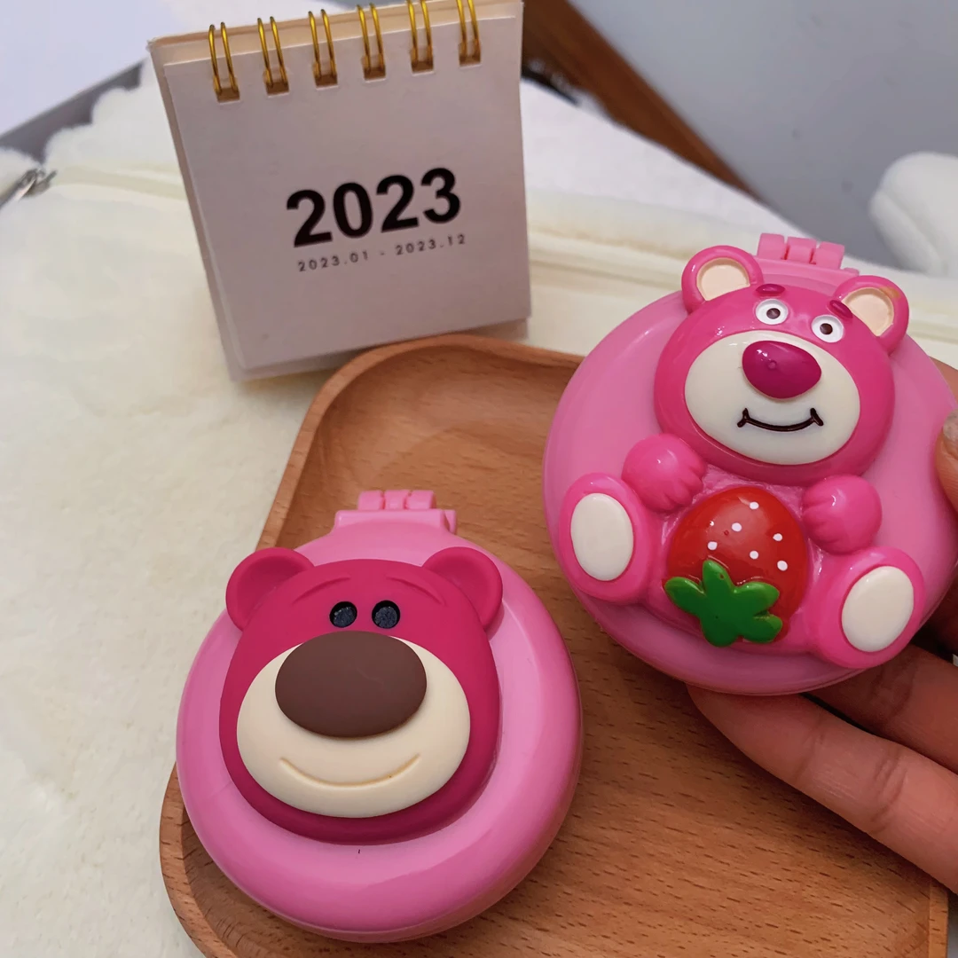 卡通草莓子镜子气囊可爱草莓熊梳子随身便携学生可折叠折叠小镜子