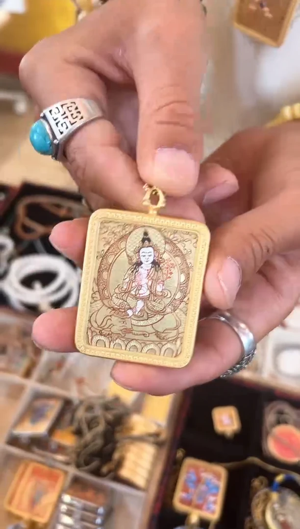 【闪购商品】吊坠普贤金手绘唐卡