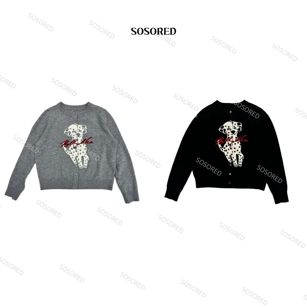 SOSORED 斑点狗100%绵羊毛秋冬开衫