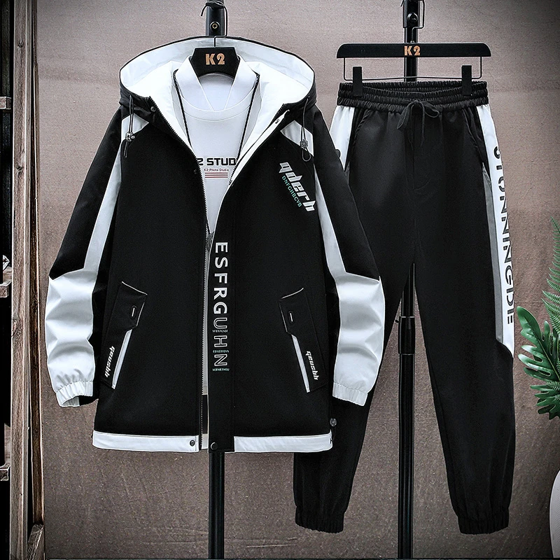 2024春秋季新款青少年男士夹克套装潮流休闲帅气学生运动百搭外套