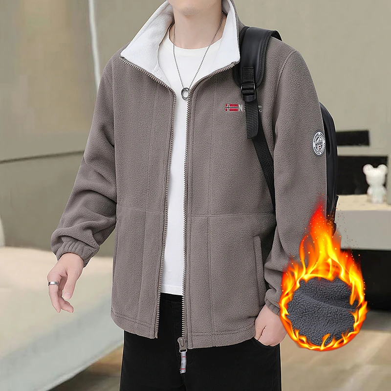 男士秋冬保暖夹克摇粒绒外套休闲户外运动装爆款外穿百搭款春秋