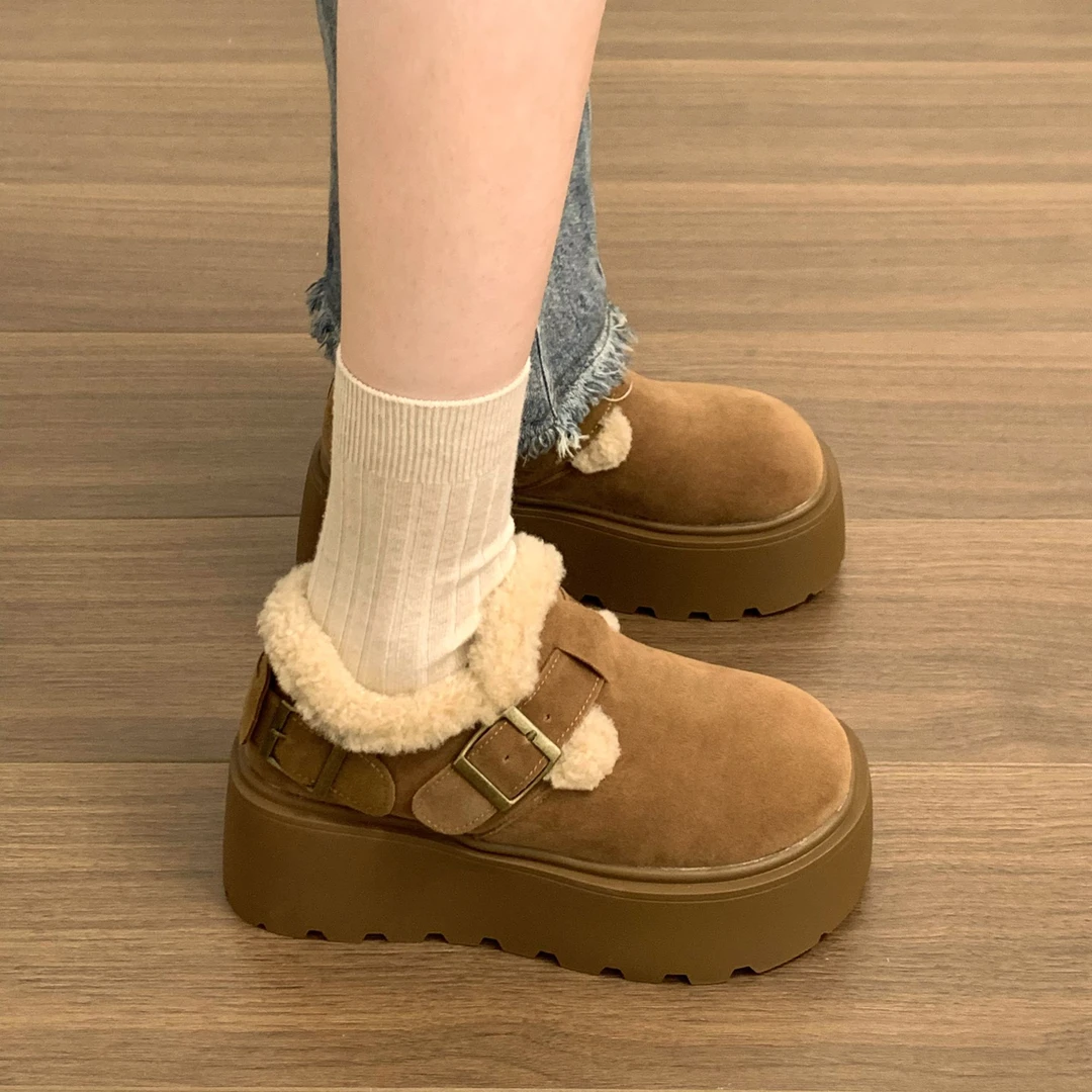 南在南方勃肯鞋女2024年新款秋冬加绒加棉乐福鞋小个子勃肯棉鞋
