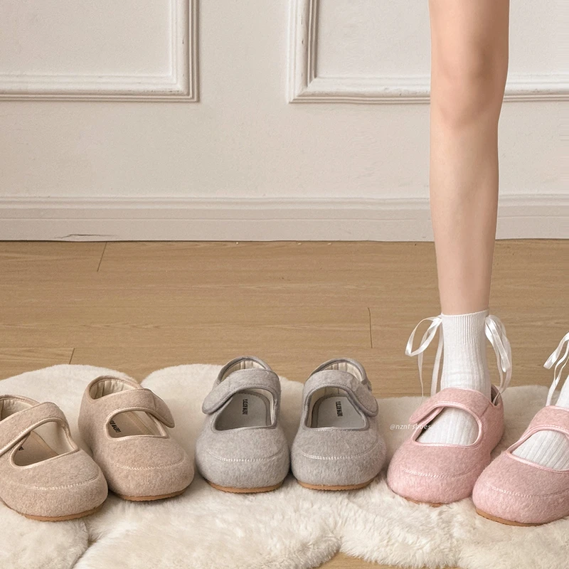 南在南方小香风浅口平底玛丽珍单鞋女2025新款秋冬软底复古勃肯鞋