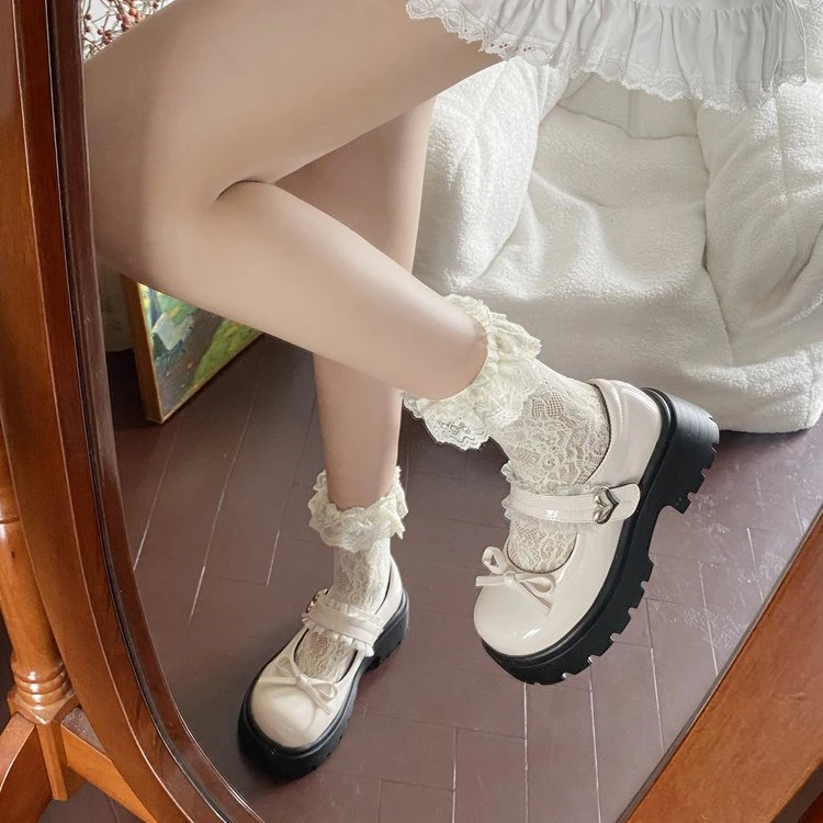 南在南方复古甜美蝴蝶结小皮鞋女2025春秋新款日系浅口玛丽珍鞋