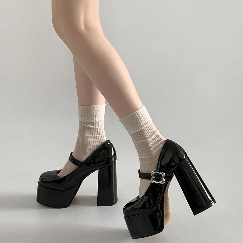 黑色法式防水台粗跟高跟鞋女2025新款春秋百搭裙子绝美玛丽珍单鞋