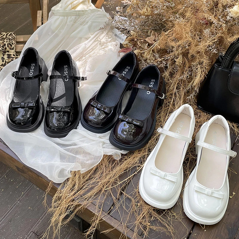 南在南方黑色法式复古厚底小皮鞋女2025新款春秋配裙子粗跟单鞋子