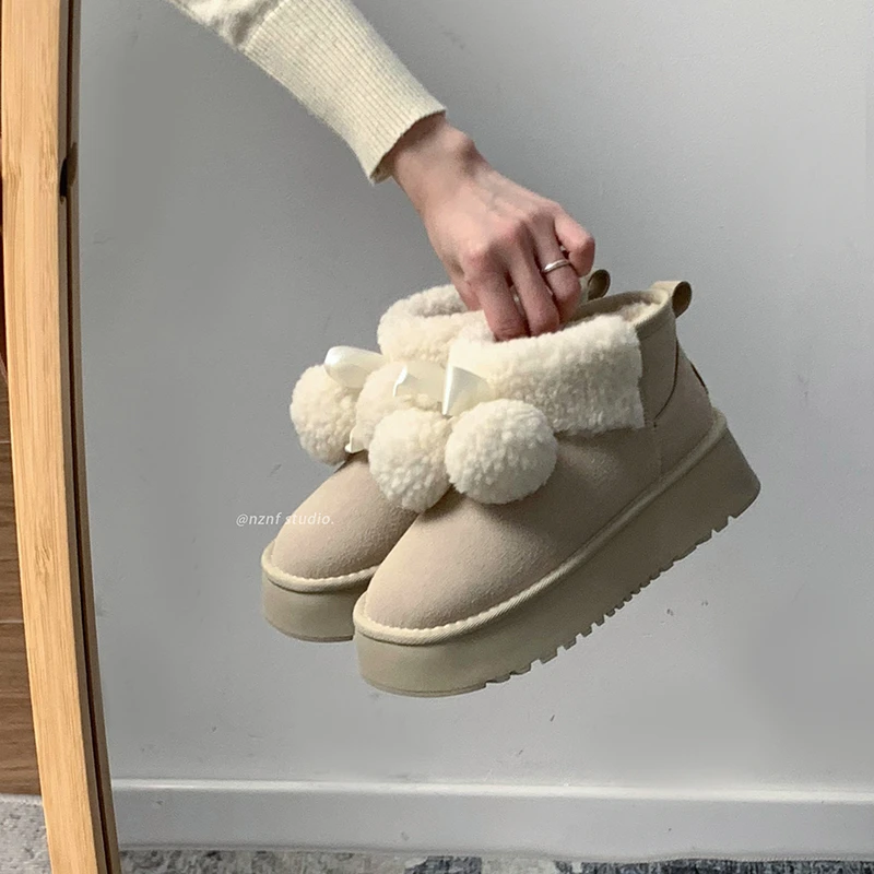 南在南方加绒加厚保暖雪地靴女款2024新款冬季网红爆款舒适棉鞋子
