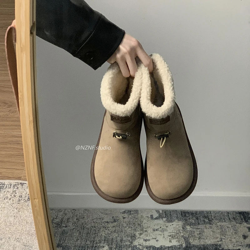 南在南方网红保暖厚底雪地靴女冬季加绒加厚2023新款外穿防滑棉鞋