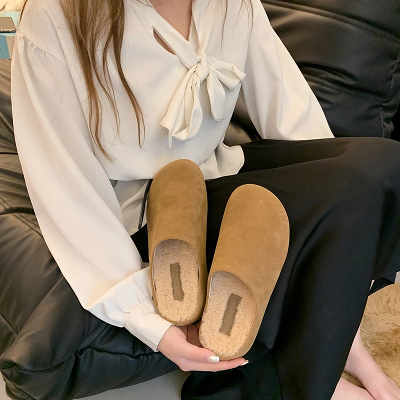 南在南方网红厚底毛毛拖鞋女2024新款秋冬外穿软底防滑包头棉拖鞋