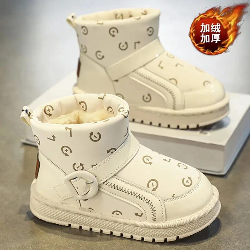 潮女童宝宝鞋子加绒冬季雪地靴3-5岁加厚2023冬季儿童加绒加厚保