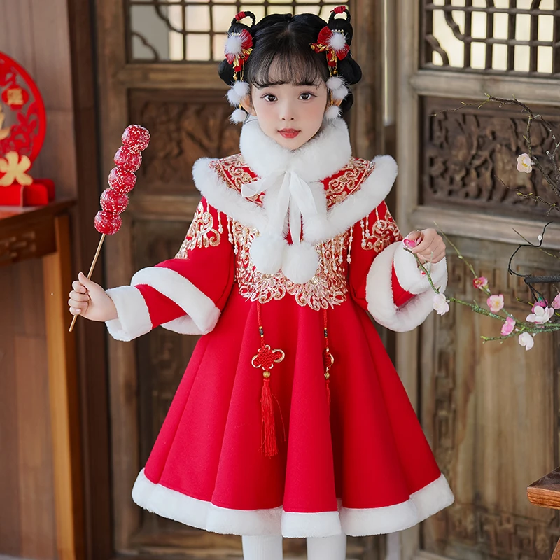 女童冬款汉服中国风唐装儿童加绒冬季拜年服女童2025新款爆款