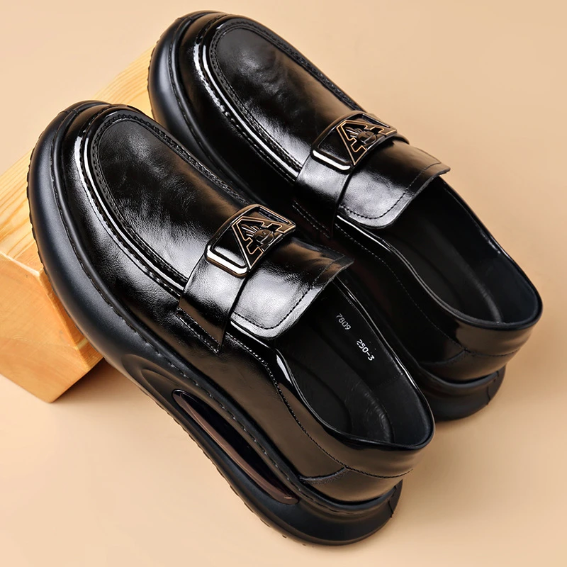 休闲皮鞋男士时尚夏季透气真皮春季韩版百搭软底潮流厚底商务英伦