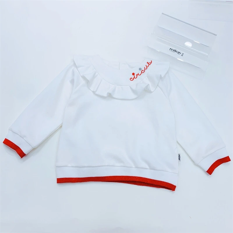 米乐熊女童刺绣花边圆领卫衣MW0311SC12