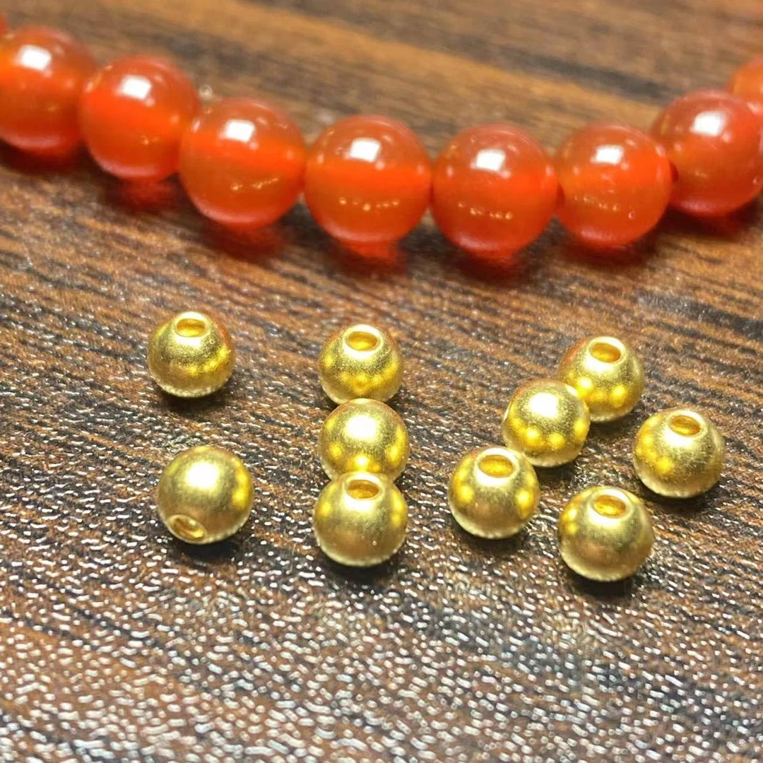 金城  足金999古法卡4金珠10颗搭配好 玛  瑙手链/A004-10