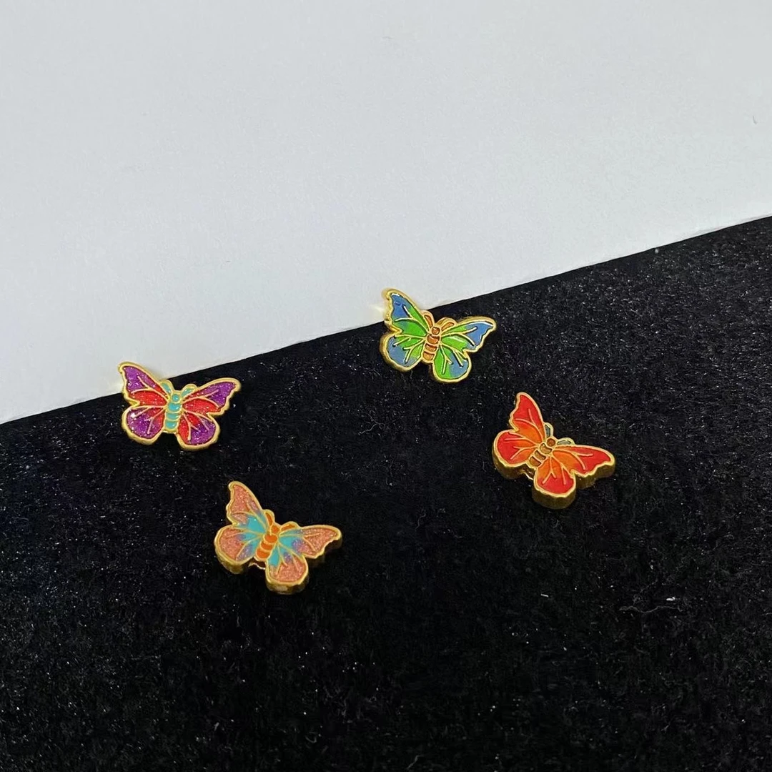 足金999双面烧蓝蝴蝶1个 选颜色@@A280/（多样性发1件）