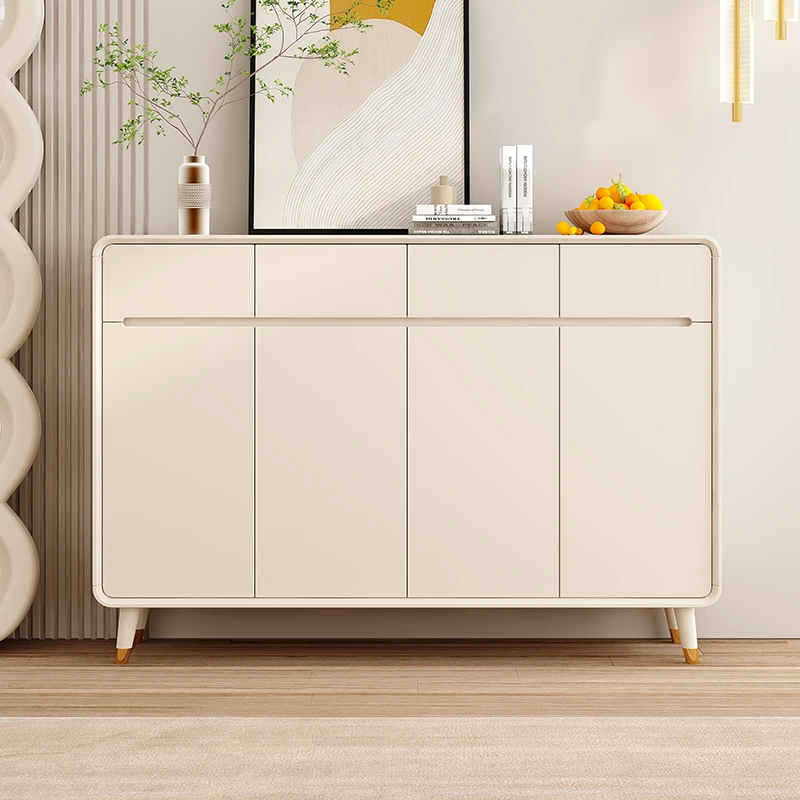 新款奶油风全实木现代简约大容量隔断柜阳台柜玄关柜门厅家用鞋柜