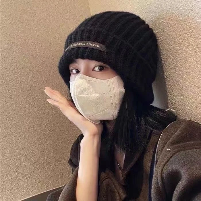冬天纯色经典堆堆帽大头为毛线帽百搭显脸小保暖包头男女冷帽骑行