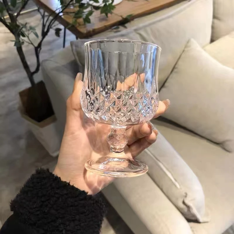 【4只装大号】新款ins风加厚玻璃杯小清新高脚杯洋酒杯喝水杯XZ