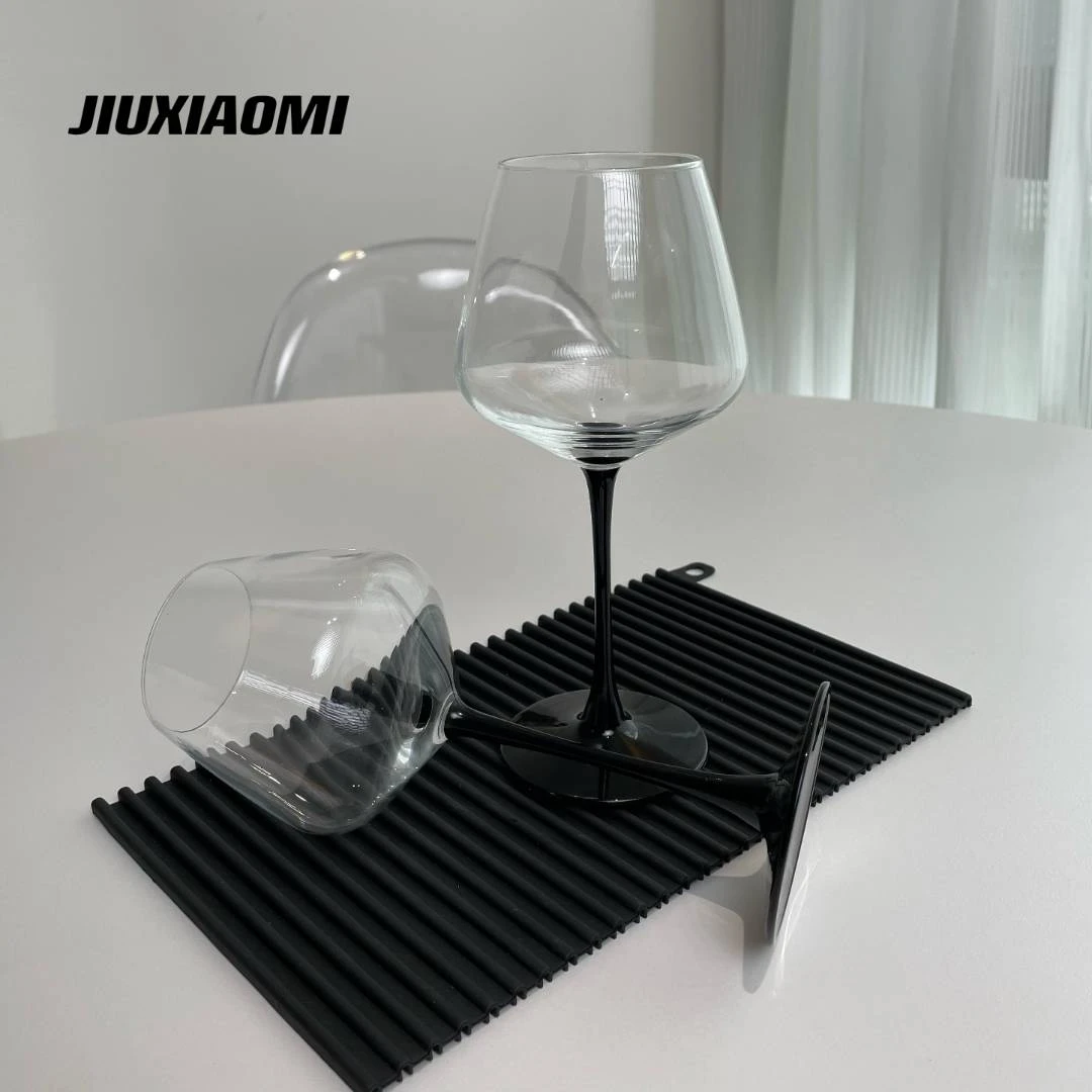 【2只装】黑领结勃艮第红酒杯套装家用高档水晶玻璃大肚高脚杯