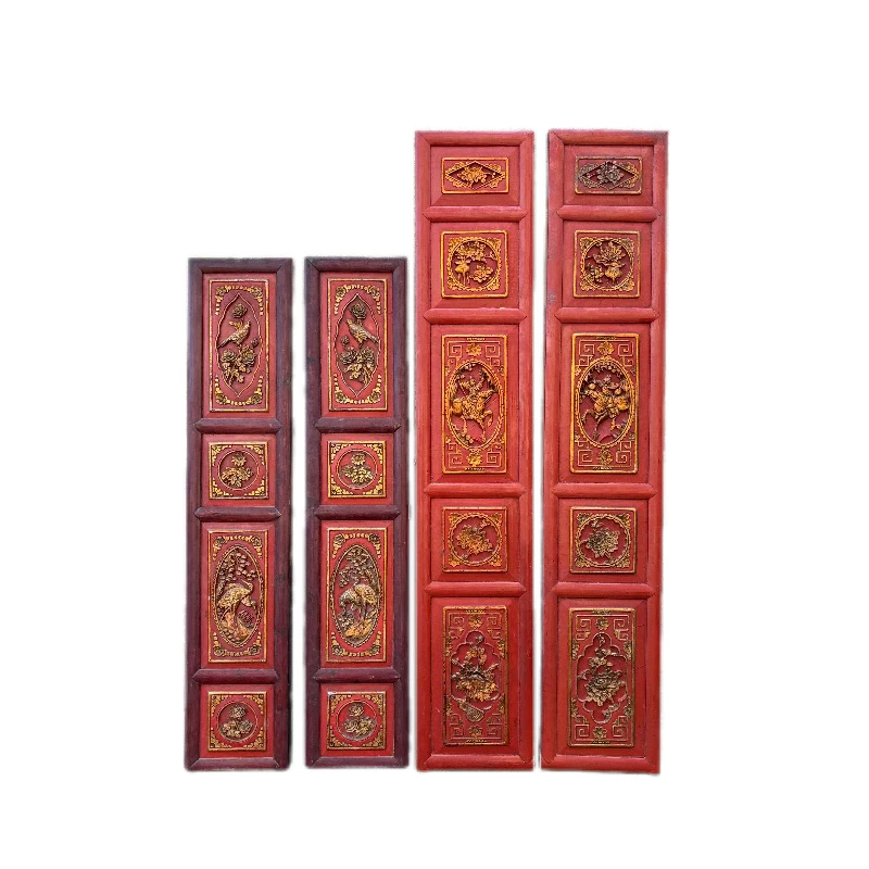 东阳木雕花鸟人物挂屏